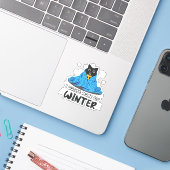 面白い 冬のために作られていない かわいい猫 コーヒー アニメ シール (ノートパソコンとiPhone)