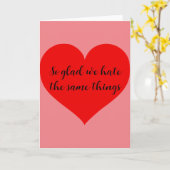 面白い 同じものを嫌いなのが嬉しいバレンタインデー カード (黄色い花)