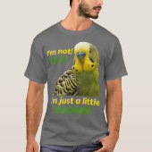 面白い 太ったセキセイインコ 緑 黄色 ハトカラス インコ Tシャツ (正面)