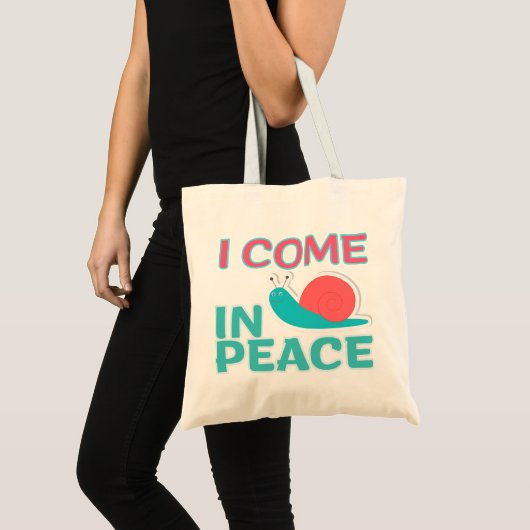 面白い「平和に来た」面白い引用符のペアTシャツ トートバッグ (正面(商品))