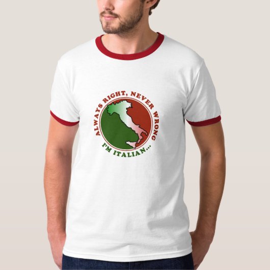 面白い 意地っ張り イタリア人 メンズTシャツ Tシャツ (正面)