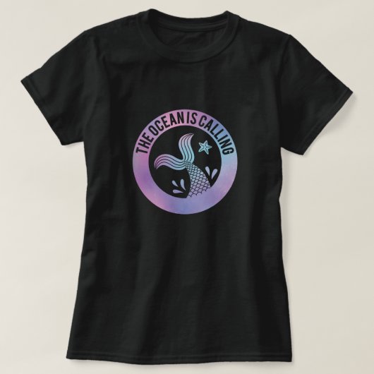 面白い 海が呼んでいる 人魚 銀河 Tシャツ (デザイン正面)