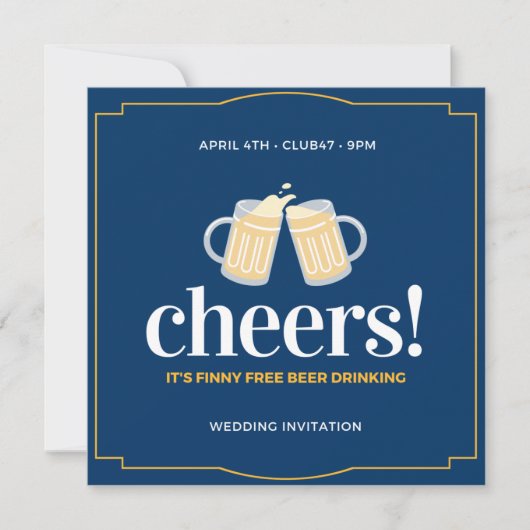 面白い 無料のビールとウェディング 招待状 (正面)