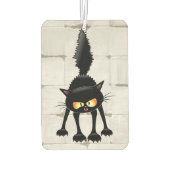 面白い 猛々しい 黒猫のキャラクター カーエアーフレッシュナー (裏面)