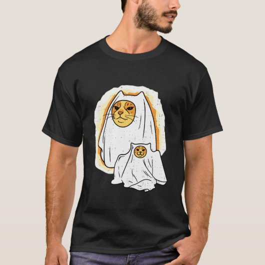 面白い 猫 おばけ 子猫 ネコ メメ ハロウィン 動物 Tシャツ (正面)