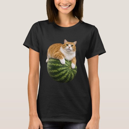 面白い 猫 スイカ 猫 ミーム 愛好家 1 Tシャツ (正面)