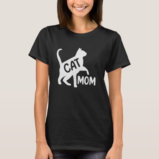 面白い 猫 ママ 猫好き 娘 女性 母の日 Tシャツ (正面)