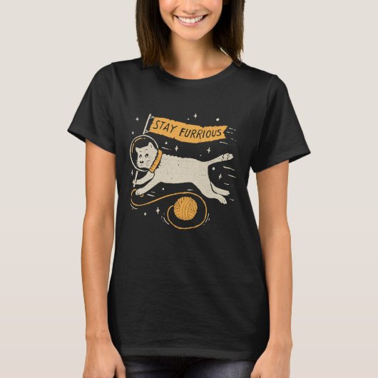 面白い 猫 宇宙飛行士 スペースペット ウール  Tシャツ (正面)