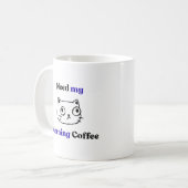 面白い 猫 朝 コーヒーマグカップ (正面左)