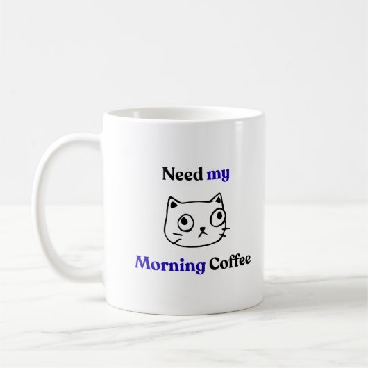 面白い 猫 朝 コーヒーマグカップ (左)