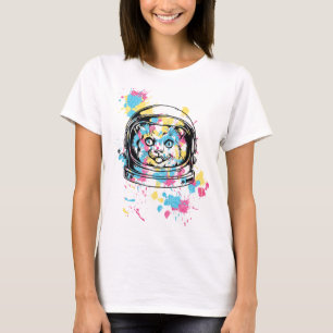 面白い 猫 Tシャツ スペース キャット エイリアン 子猫 宇宙飛行士
