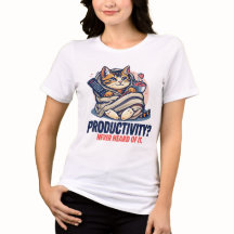 面白い 猫 Tシャツ – “生産性? 知らない