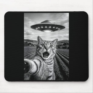 面白い 猫 UFO エイリアン ベンガル 猫 自撮り ギフト メンズ レディース マウスパッド