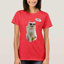 面白い 白いペルシャ猫 ディスクゴルフ Tシャツ