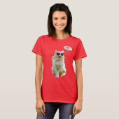 面白い 白いペルシャ猫 ディスクゴルフ Tシャツ (正面フル)