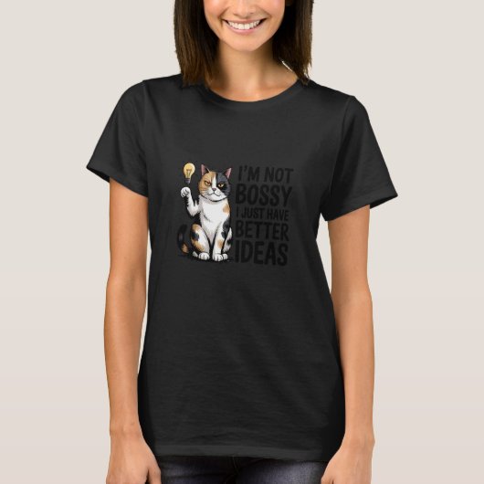 面白い+皮肉な+動物+イロニック+猫+デザイン Tシャツ (正面)
