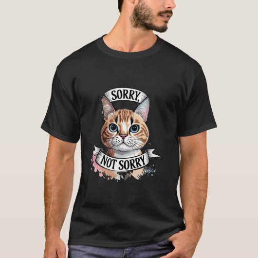 面白い+皮肉な+動物+イロニック+猫+子猫+デザイン Tシャツ (正面)