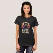 面白い+皮肉な+黒猫+実話犯罪+猫好き Tシャツ (正面フル)