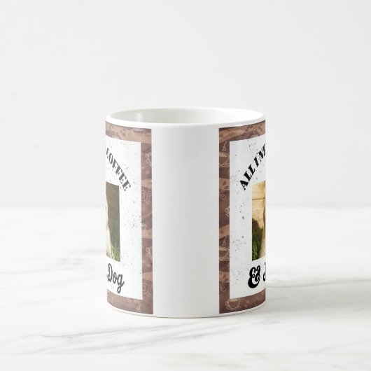 面白い 私に必要なのはコーヒーと犬の写真 コーヒーマグカップ (中央)