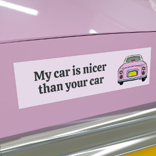 面白い 私の車の方がいい ピンクフィガロ バンパーステッカー