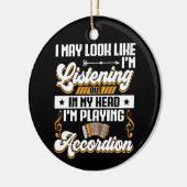 面白い 私の頭の中 私はアコーディオンを弾いている セラミックオーナメント (左)