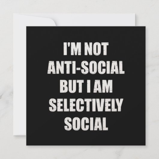面白い 私は反社会的ではないが、選択的に社交的だ 招待状 (正面)