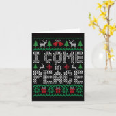 面白い 私は平和的にやって来る カップルお揃いのダサいクリスマス カード (黄色い花)