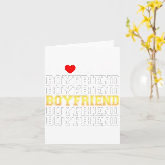 面白い 私は私のイケメン彼氏が好き バレンタイン カード (黄色い花)
