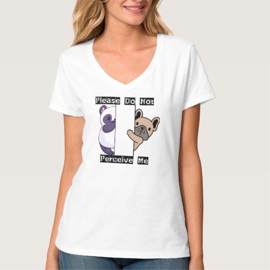 面白い「私を認識しないでください」女性用Vネック Tシャツ (正面)