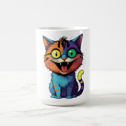 面白い - 笑顔の猫 - コーヒーマグカップ (中央)