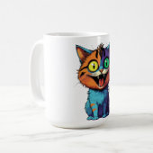 面白い - 笑顔の猫 - コーヒーマグカップ (正面左)