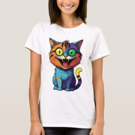 面白い - 笑顔の猫 - Tシャツ