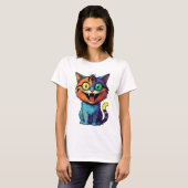 面白い - 笑顔の猫 - Tシャツ (正面フル)