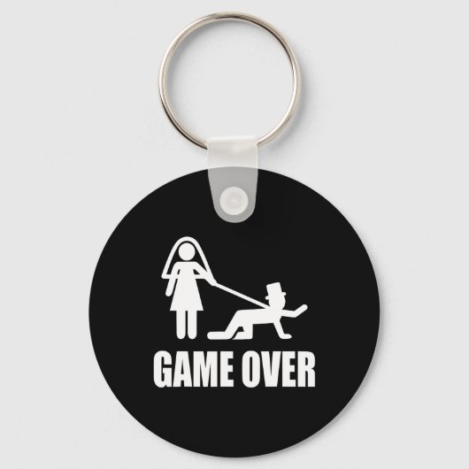 面白い 結婚ゲームオーバー ウェディングギャグ チームG キーホルダー (正面)