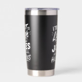 面白い 自分の冗談で笑わないようにしている サルカスティック 保温保冷タンブラー (左面)