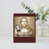 面白い 自分を救え パロディ 救世主 自撮り ポストカード (スタンド正面)