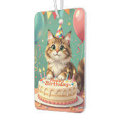 面白い 誕生日おめでとう 猫 カーエアーフレッシュナー (左)
