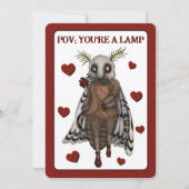 面白い 赤いロマンチックな蛾と炎のアニバーサリー シーズンカード (正面)