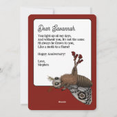 面白い 赤いロマンチックな蛾と炎のアニバーサリー シーズンカード (裏面)