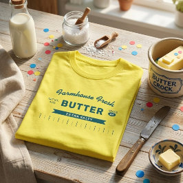 面白い「超塩味」バター・スティック 黄色 カスタムデザイン Tシャツ