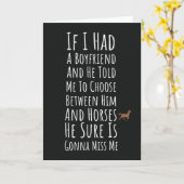 面白い 馬のカード 女性・彼女・ティーンの女の子向け カード (黄色い花)