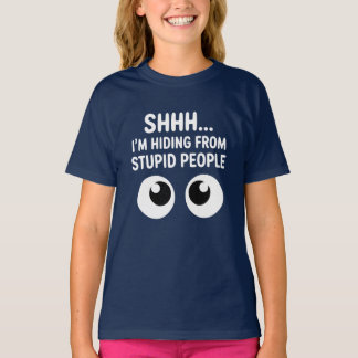 面白い「馬鹿から隠れてる」キッズTシャツ Tシャツ