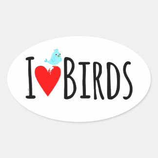  面白い 鳥が好き  楕円形シール