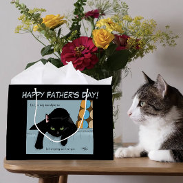 面白い 黒 かわいい 最高の 猫パパ 父の日 ラージペーパーバッグ