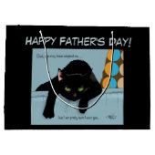 面白い 黒 かわいい 最高の 猫パパ 父の日 ラージペーパーバッグ (裏面)