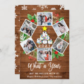 面白い 1年の思い出のクリスマスツリー 6枚の写真 シーズンカード (正面/裏面)