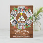 面白い 1年の思い出のクリスマスツリー 6枚の写真 シーズンカード (スタンド正面)