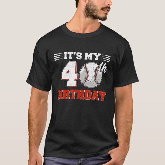 面白い 40歳の誕生日 野球好き 40 Tシャツ (正面)