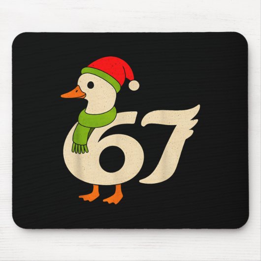 面白い 67 ガチョウ クリスマス 6 7 ミーム アヒル サンタ帽子 F マウスパッド (正面)