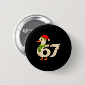 面白い 67 ガチョウ クリスマス 6 7 ミーム アヒル サンタ帽子 F 缶バッジ (正面&裏面)